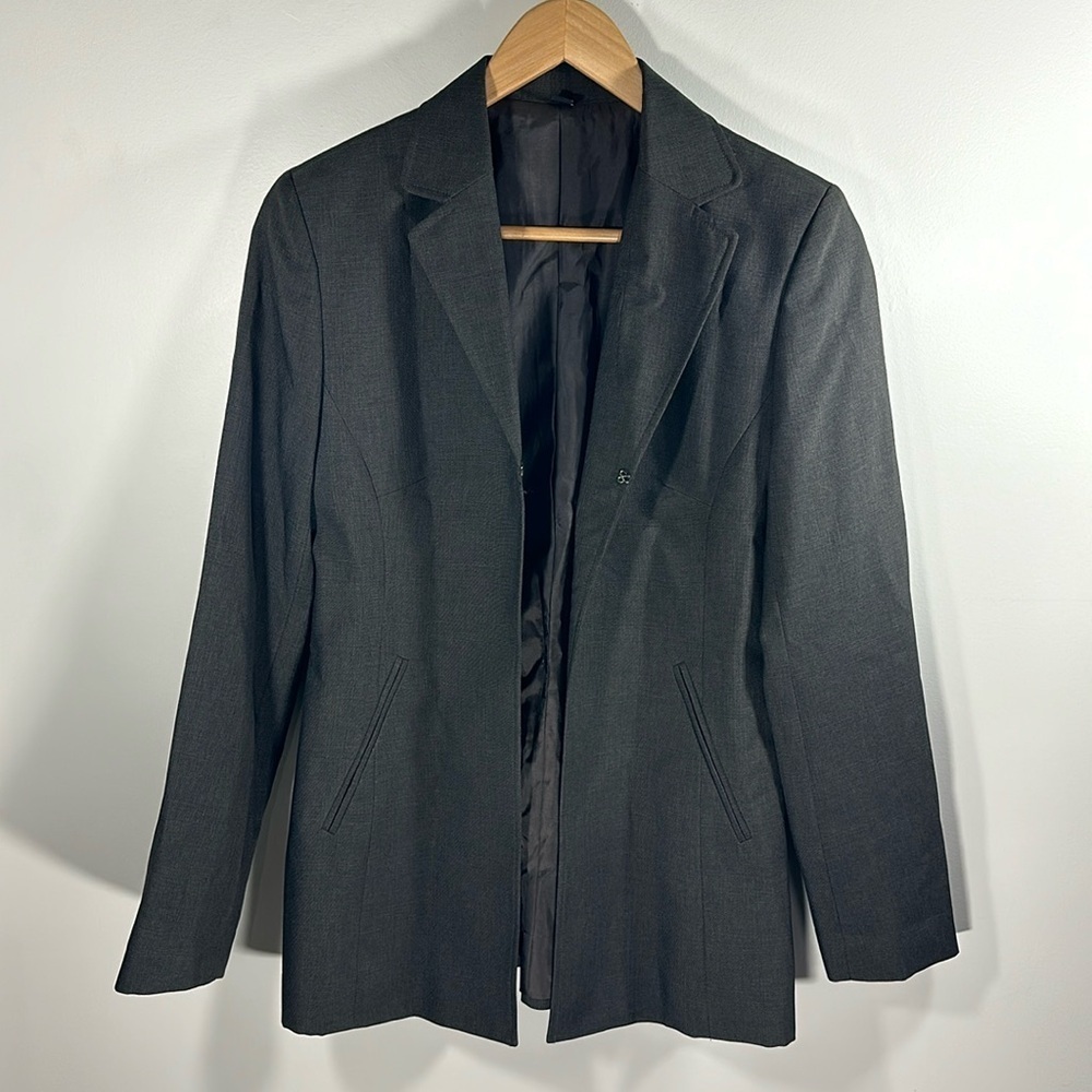Doc & Amelia Blazer Size 6 Charcoal Gray/Brown Suit Jacket Office Business Fit